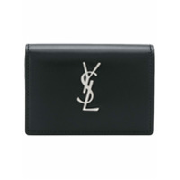 Saint Laurent Carteira de couro com logo - Preto