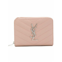 Saint Laurent Carteira de couro com zíper - Rosa