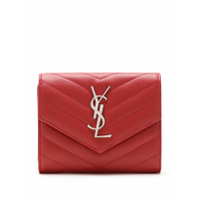 Saint Laurent Carteira de couro matelassê - Vermelho