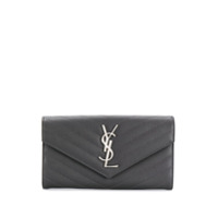 Saint Laurent Carteira grande monogramada - Cinza