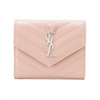 Saint Laurent Carteira 'Monogram' de couro - Rosa