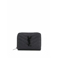 Saint Laurent Carteira monogramada com zíper - Preto