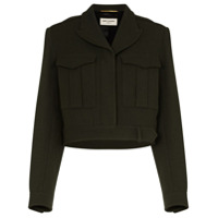 Saint Laurent cropped military-style jacket - Verde