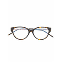 Saint Laurent Eyewear Armação de óculos oval com efeito tartaruga SLM48AF - Marrom