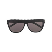 Saint Laurent Eyewear Óculos de sol quadrado com aplicação - Preto