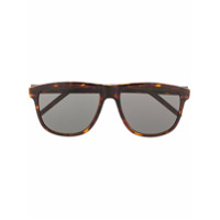 Saint Laurent Eyewear Óculos de sol quadrado com logo - Marrom