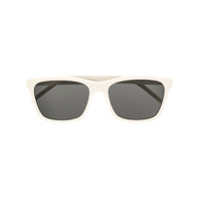 Saint Laurent Eyewear Óculos de sol retangular com logo - Branco