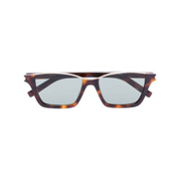 Saint Laurent Eyewear Óculos de sol retangular tartaruga - Marrom