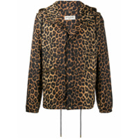 Saint Laurent Jaqueta com capuz e estampa de leopardo - Marrom