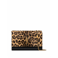 Saint Laurent Kate leopard-print shoulder bag - Marrom