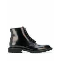 Saint Laurent lace-up polished ankle boots - Preto