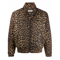 Saint Laurent leopard-print bomber jacket - Marrom