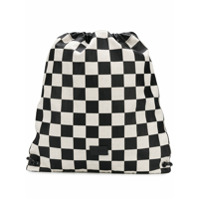 Saint Laurent Mochila xadrez com ajuste por cordão - Branco