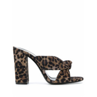 Saint Laurent Mule Bianca com animal print e salto 100mm - Preto