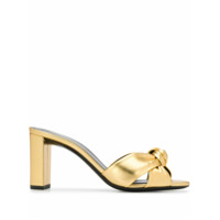 Saint Laurent Mule de couro com nó - Dourado