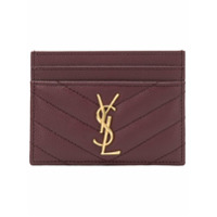 Saint Laurent Porta-cartões de couro com logo - Vermelho