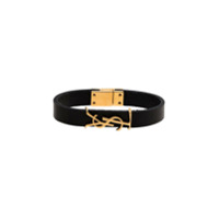 Saint Laurent Pulseira com fivela e placa de logo - Preto