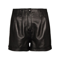 Saint Laurent Short de couro com pregas - Preto