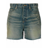 Saint Laurent Short jeans cintura alta - Azul
