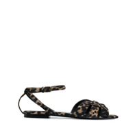 Saint Laurent square-toe leopard print sandals - Neutro