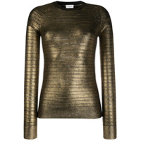 Saint Laurent Suéter de tricô com efeito metálico - Dourado