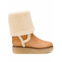 Salvatore Ferragamo Bota com acabamento em pele - Marrom