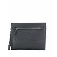 Salvatore Ferragamo Clutch com logo gravado - Preto