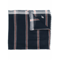Salvatore Ferragamo Echarpe com estampa de listras e franjas - Azul