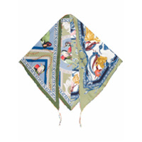 Salvatore Ferragamo Echarpe de seda com estampa de pássaro - Verde