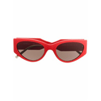 Salvatore Ferragamo Eyewear Óculos de sol oversized em couro - Vermelho