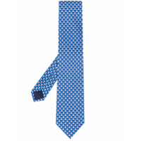 Salvatore Ferragamo Gravata de seda com estampa de cachorro - Azul