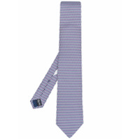 Salvatore Ferragamo Gravata de seda com estampa de cavalo marinho - Azul