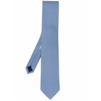 Salvatore Ferragamo Gravata de seda com estampa de flamingo - Azul