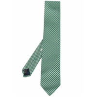 Salvatore Ferragamo Gravata de seda com estampa de guarda-chuva - Verde