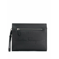 Salvatore Ferragamo logo-debossed leather clutch - Preto