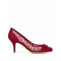 Salvatore Ferragamo Sapato Carladots de cetim com recorte de mesh - Vermelho