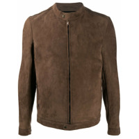 Salvatore Santoro Jaqueta de couro e camurça com zíper - Marrom