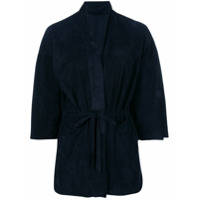 Salvatore Santoro Jaqueta slim de couro com amarração - Azul