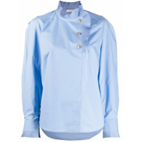 Sandro Paris Blusa de algodão com acabamento de pregas - Azul