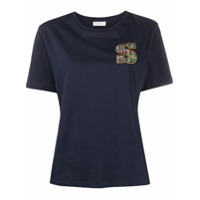 Sandro Paris Camiseta xadrez com patch de logo - Azul