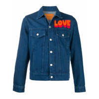 Sandro Paris Jaqueta jeans com patch Love - Azul