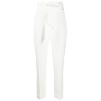 Sara Battaglia Calça cintura alta branca com cinto - Branco