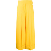 Sara Battaglia Calça pantalona com cintura alta - Amarelo