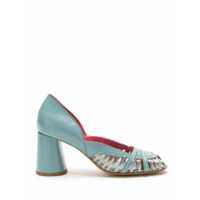 Sarah Chofakian Peep toe Ellis de couro - Azul