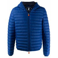 Save The Duck Jaqueta matelassê com estampa de logo - Azul