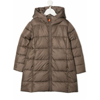 Save The Duck Kids hooded long padded coat - Marrom
