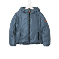 Save The Duck Kids sleeve-patch hooded jacket - Azul