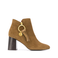 See by Chloé Ankle boot Louise com logo - Marrom