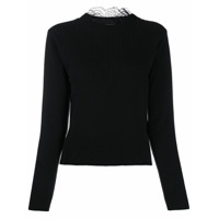 See by Chloé Blusa com renda na gola - Preto