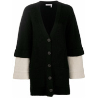 See by Chloé Cardigan mangas longas de tricô canelado - Preto